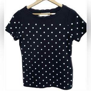 Karen Scott BLK/WHT DOTS Cotton T-shirt, M. Fall Sale